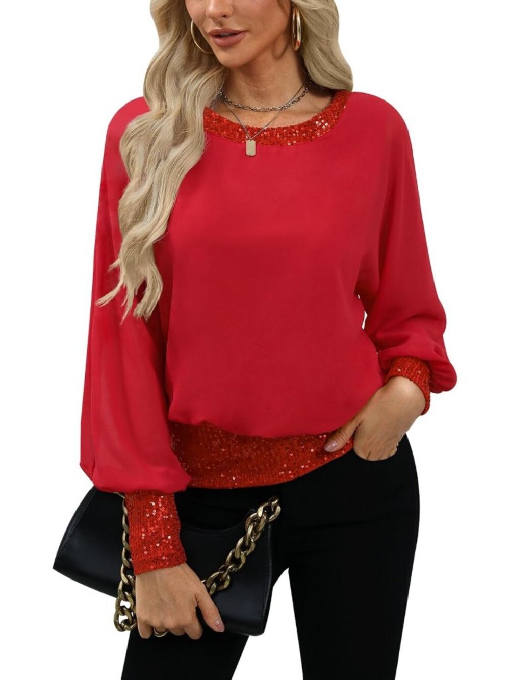 Elegant Sequin Top for Women - Dressy Formal Wedding & Cocktail Party Shirt